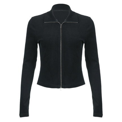 all black knitted zipper sweatshirts